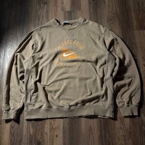 Nike Mens Sweatshirt Crewneck Sneaker Freak Graphic Print Tan Size XL